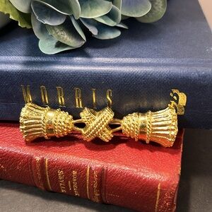 Vintage Ivana Trump X Tassel Rope Cluster Bar Brooch Pin